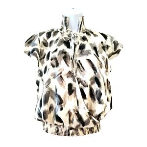 Apostrophe faux wrap silky shirt top shirt sz S